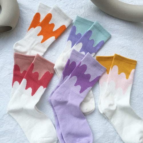 Candy Color Matching Street All-match Cotton Socks And Tube Socks Women
