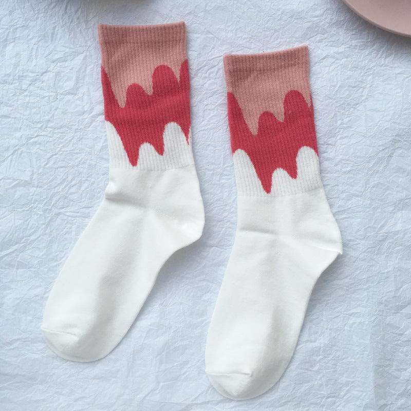 Candy Color Matching Street All-match Cotton Socks And Tube Socks Women