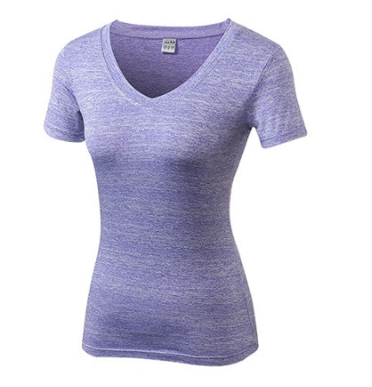Gym Yoga T-shirt Women V-neck Fitness Tights Sport Jersey Quick Dry Short Running Clothes Girl Tees Top Sexy Yoga Shirt