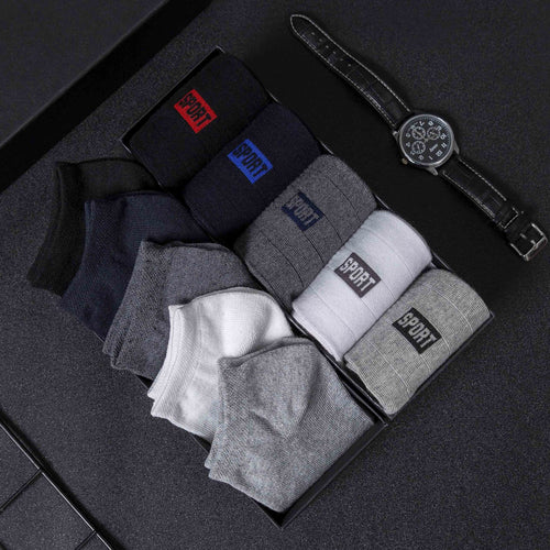 Breathable 5 Pairs Men's Socks Set Cotton Mid-Tube Sweat-Absorbent Casual Trendy Socks